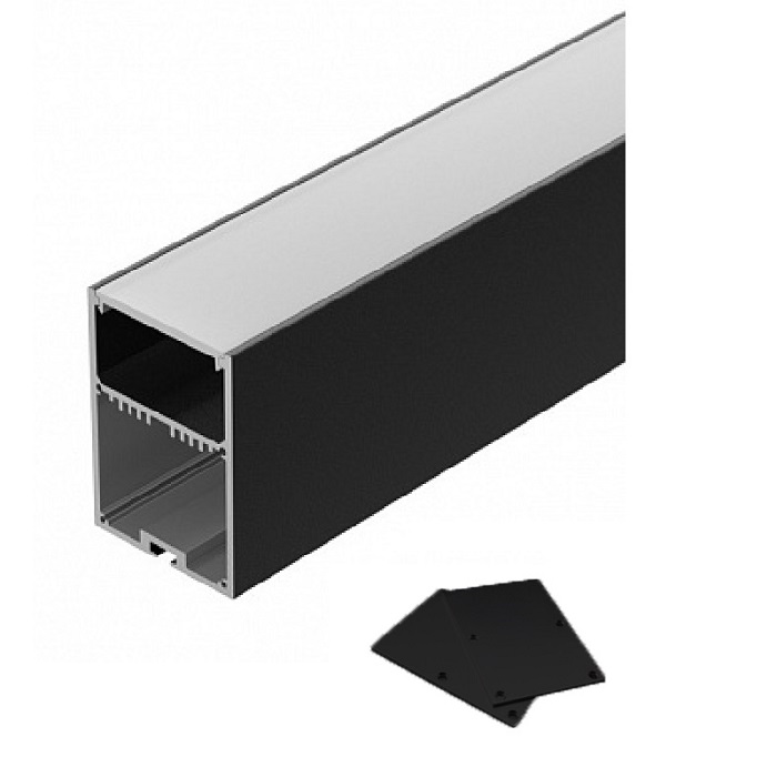 Комплект профиль алюм. черный муар + экран 70х50х2000mm (+2 заглушки) с отсеком под БП