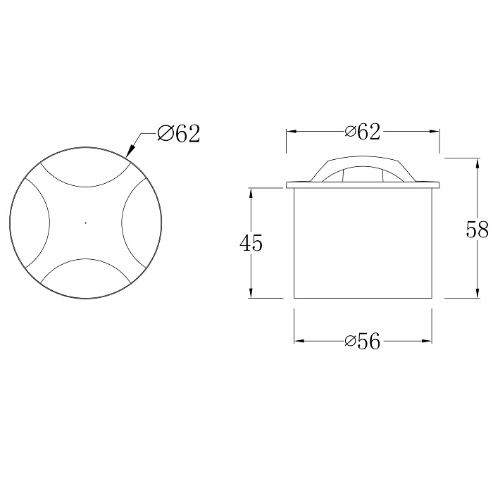 Светильник LED D62хh58mm 60Lm 3W 3000K AC100-240V IP65 встраиваемый черный 