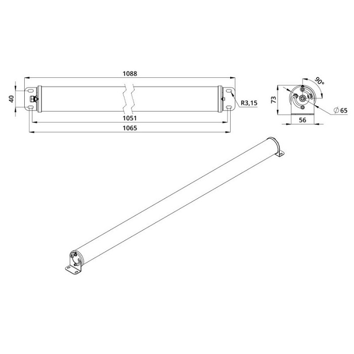 Светильник LED БОРОСИЛИКАТНОЕ СТЕКЛО 1088x73xh65mm 3100Lm 20W 4000K AC176-264V IP68 черный порошк.по