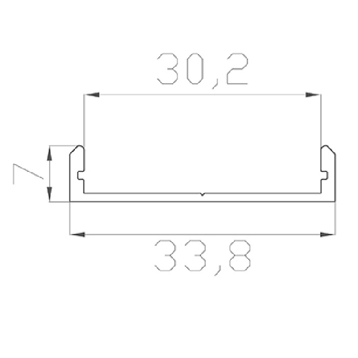 Алюминиевый профиль прямоугольный 2000х33х7mm накладной