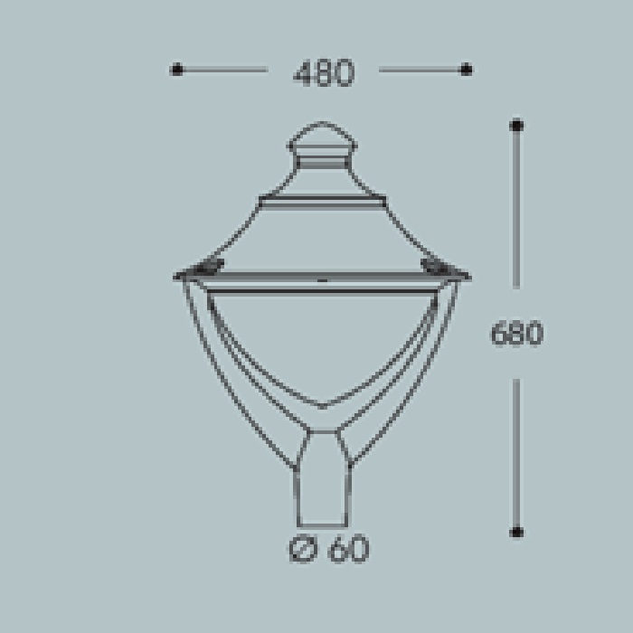 Cветильник D480х680mm под LED лампу Е27 (в комплекте) IP65 садово-парковый СК