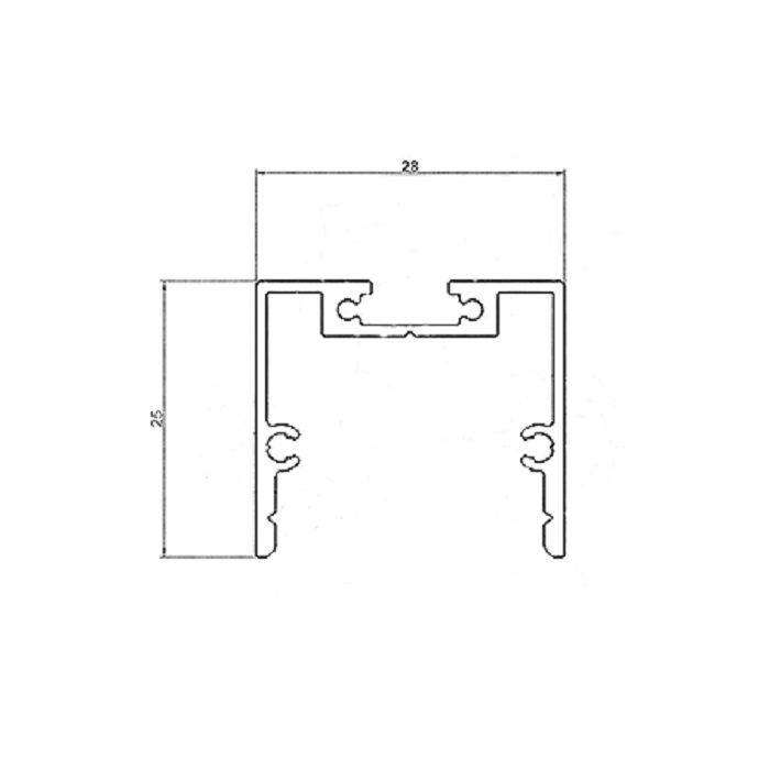 Алюминиевый профиль прямоугольный 2000х28х25мм накладной