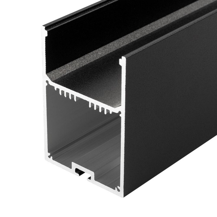 Профиль алюминий порошк.покраска черный 2500х49хh70mm комплект с экраном/отсек для БП подвесной/накл