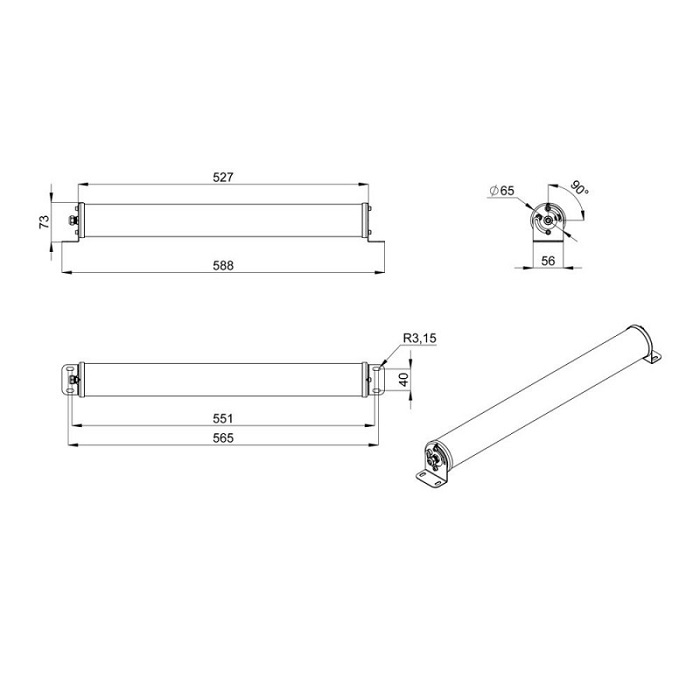 Светильник LED БОРОСИЛИКАТНОЕ СТЕКЛО 588х73хh65mm 1550Lm 10W 4000K AC176-264V IP68 черный порошк.пок