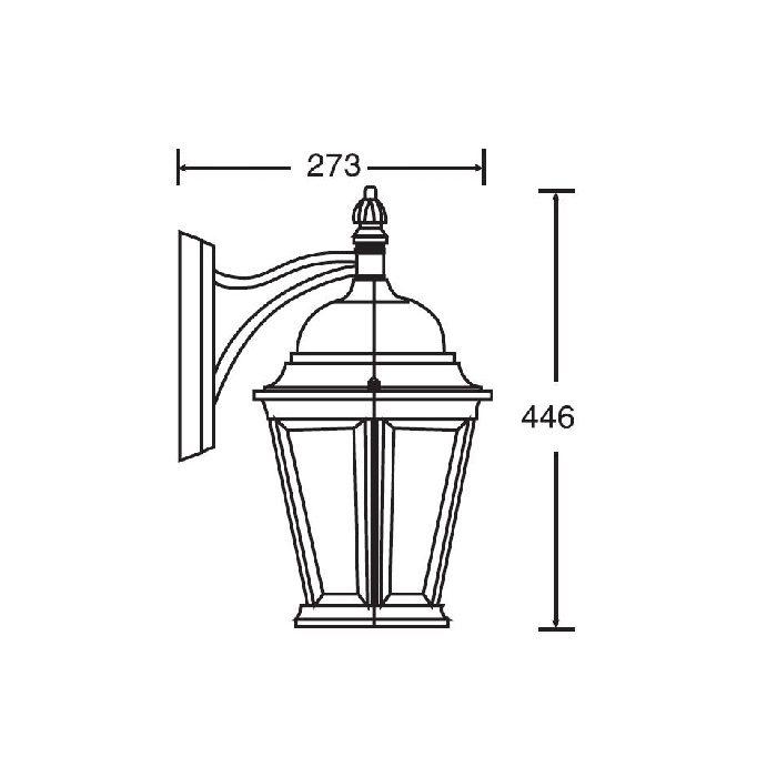 Светильник под LED лампу E27 207х273xh446mm AC220-240V IP44 вниз настенный черный