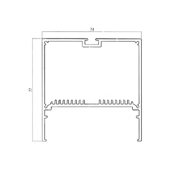Алюминиевый профиль прямоугольный 2000х74х77мм накладной