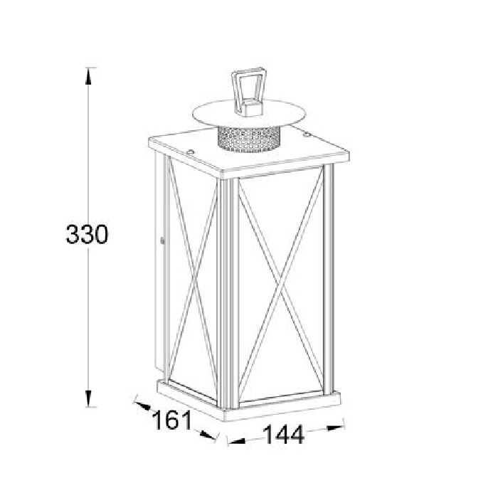 Светильник под LED лампу E27 145x177xh384mm AC220-240V IP44 настенный черный с зол.патиной