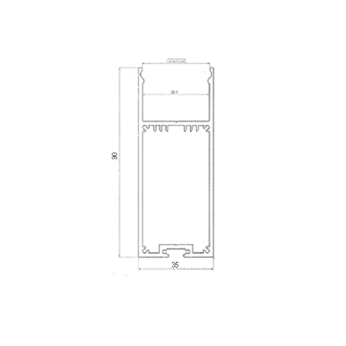 Алюминиевый профиль прямоугольный 2000х35х90мм накладной
