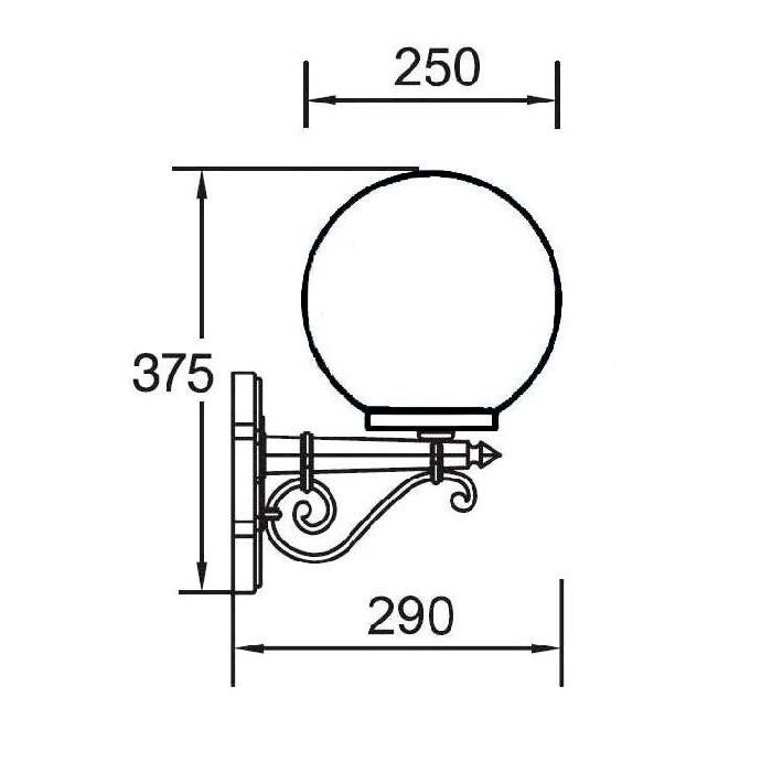 Светильник под LED лампу E27 250х290xh375mm AC220-240V IP44 вверх настенный черный