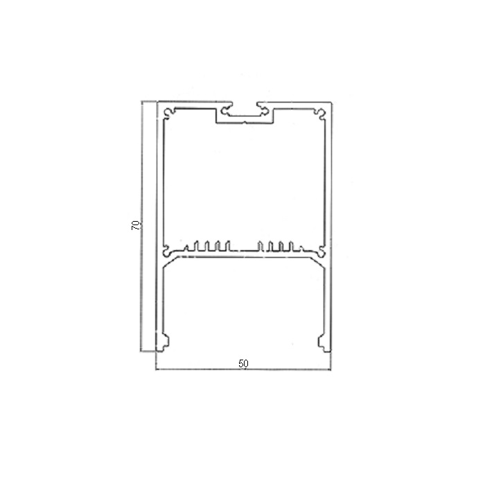 Алюминиевый профиль прямоугольный 2000х50х70мм накладной