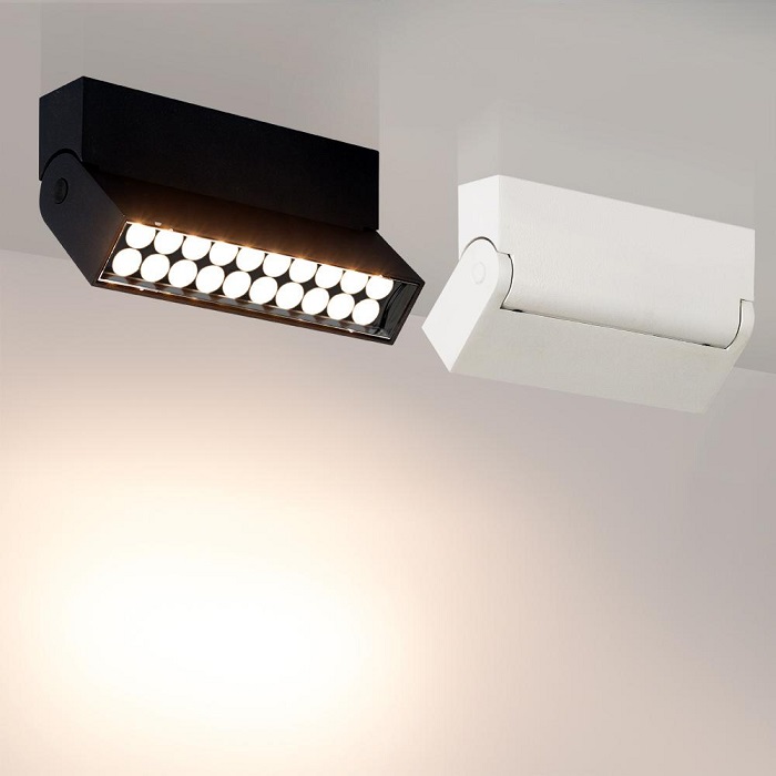 Светильник LED 24° 170x36xh100mm 500-550Lm 10W 3000K AC230V IP40 поворотный накладной черный 