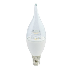 LED лампа свеча на ветру Е14 126x37mm 7W AC 220V 4000K прозрачная с линзой