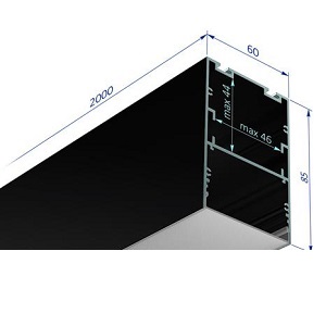 Профиль алюминий порошк.покраска черный 2000х60хh85mm с отсеком для БП подвесной