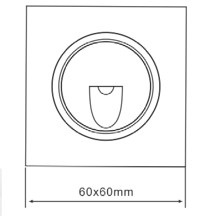 Светильник LED 24° 60x60хh53mm 15Lm 3W 2700K AC200-240V IP65 контурное свечение встраиваемый серый 