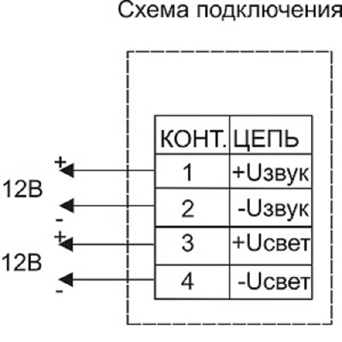 Табло световое LED 400х38xh100mm 61mA DC12V IP42 со встроенной сиреной 105дБ накладной белый