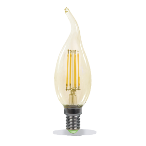 LED лампа свеча на ветру filament Е14 120x35mm 630Lm 7W AC 210-240V 3000K золотистая