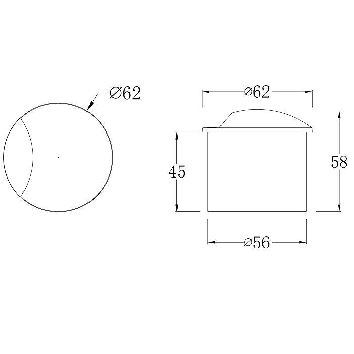 Светильник LED 36° D62хh58mm 30Lm 3W 3000K AC100-240V IP65 встраиваемый черный 