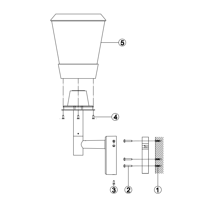 Светильник под LED лампу E27 175х209хh406mm AC220-240V IP54 настенный черный