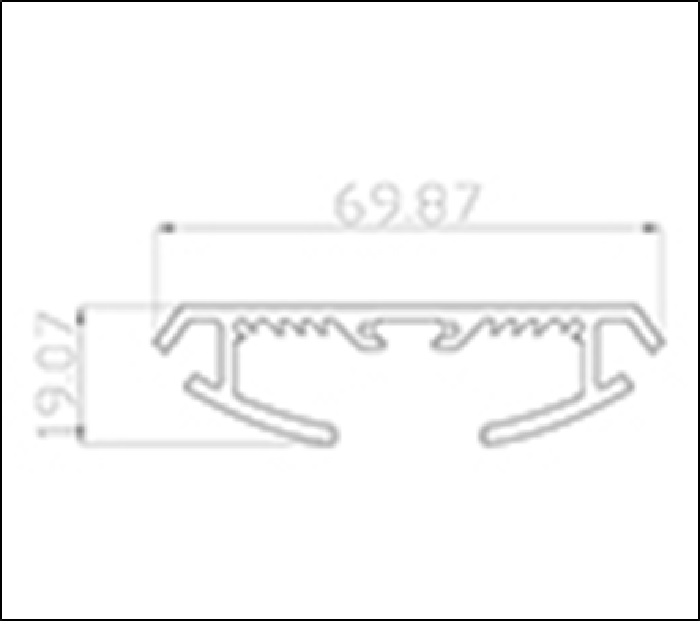 Алюминиевый профиль прямоугольный 2000х70х19mm накладной