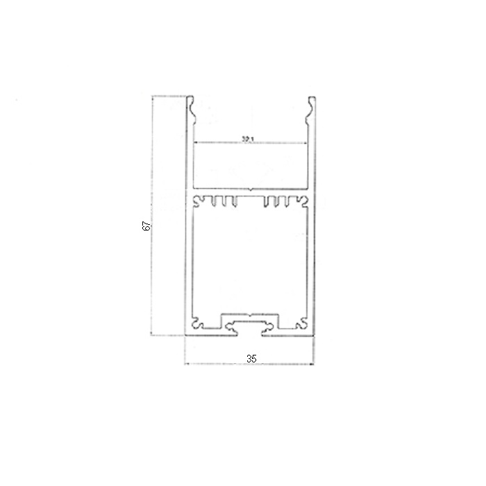 Алюминиевый профиль прямоугольный 2000х35х67мм накладной
