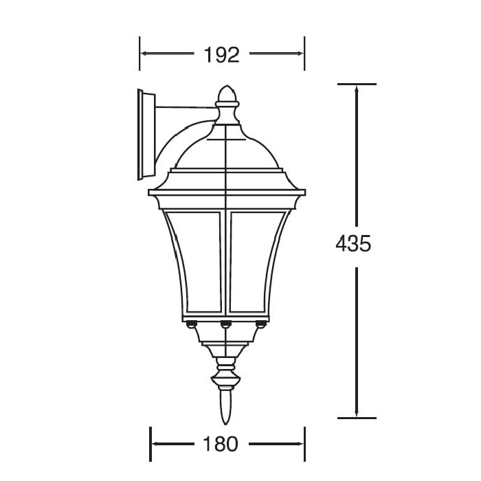 Светильник под LED лампу E27 180х192xh435mm AC220-240V IP44 вниз настенный черный