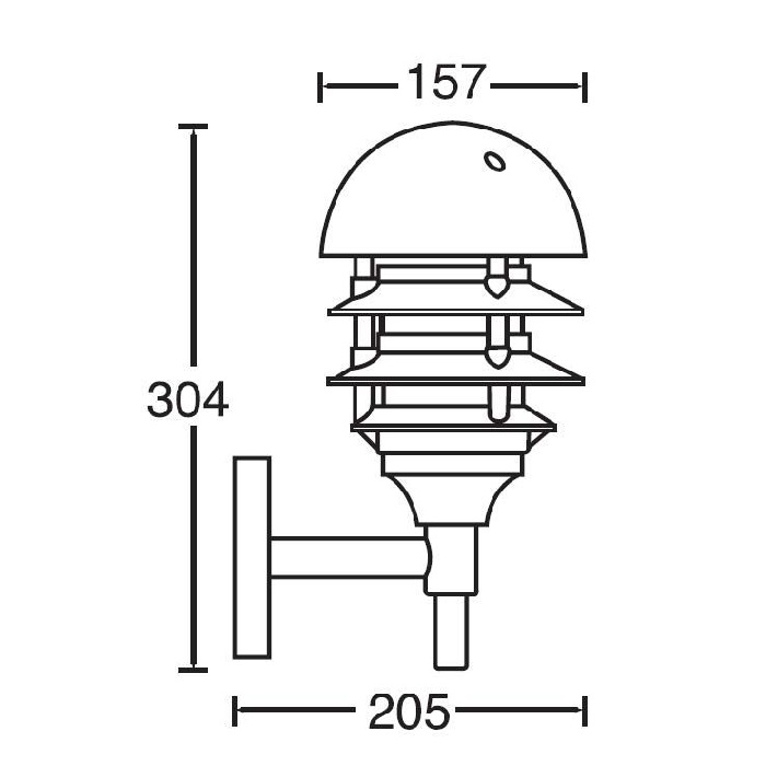 Светильник под LED лампу E27 157х205xh304mm AC220-240V IP44 вверх настенный черный