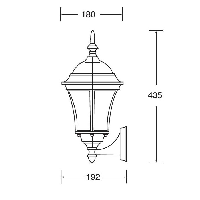 Светильник под LED лампу E27 180х192xh435mm AC220-240V IP44 вверх настенный черный