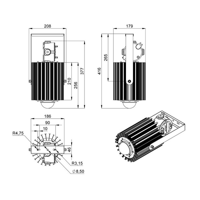 Светильник LED БОРОСИЛИКАТНОЕ СТЕКЛО 416x208xh179mm 5400Lm 40W 4500K AC176-264V IP66 1Ex db mb IIC T