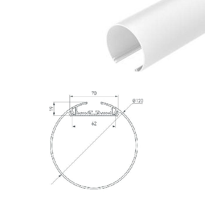 Рассеиватель 2000x120xh111,3mm пластик белый светопропускание 85% матовый