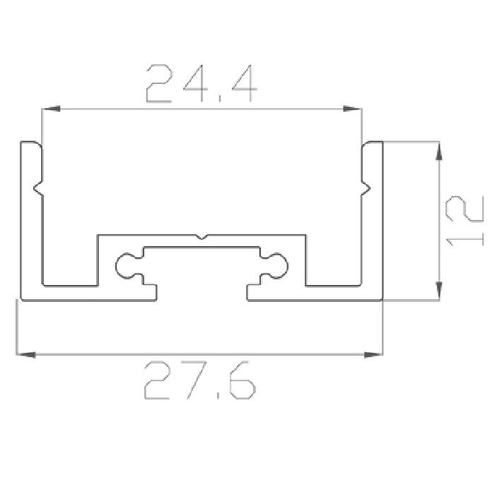 Алюминиевый профиль прямоугольный 2000х27х12mm накладной