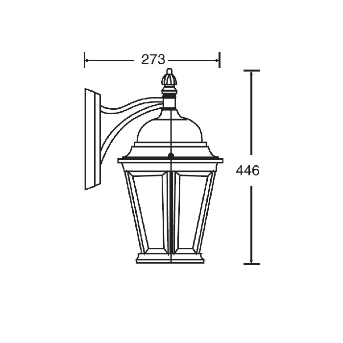 Светильник под LED лампу E27 207х273xh446mm AC220-240V IP44 вниз настенный черный с зол.патиной