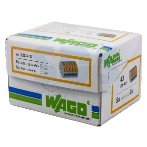 Клемма 5х(0,08-2.5) кв.мм для мед. многожил.провода WAGO 222-415 многоразовая