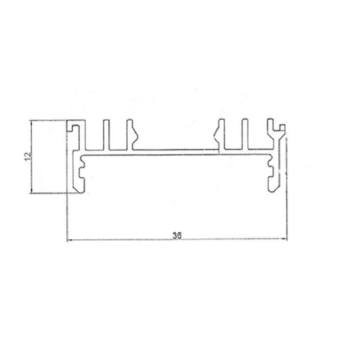 Алюминиевый профиль прямоугольный 2000х36х12мм накладной