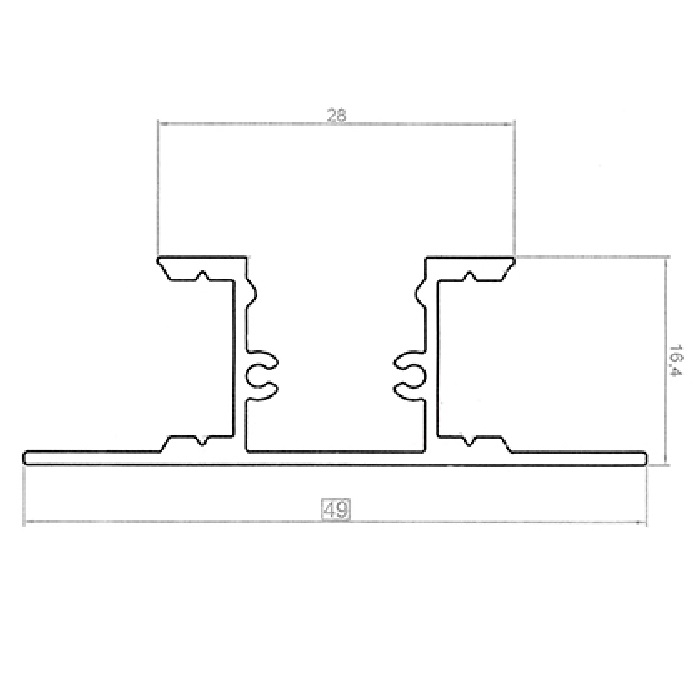 Алюминиевый профиль прямоугольный 2000х49х16mm накладной