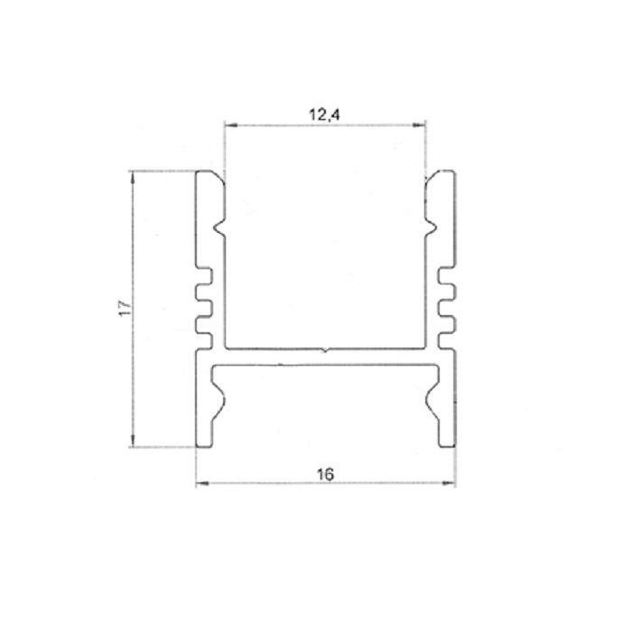 Алюминиевый профиль прямоугольный 2000х16х17мм накладной